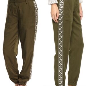 NWT Rebecca Taylor Twill Jogger Trouser with Embroidery